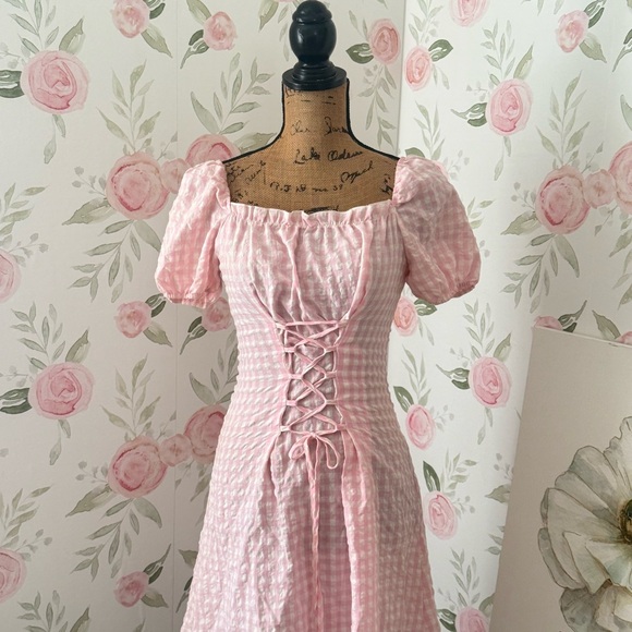 Pink Gingham Corset Mini Dress - Picture 4 of 7